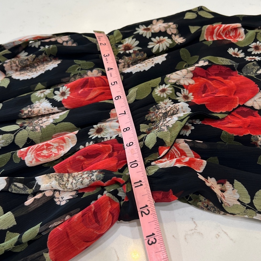 Disney Beauty & The Beast Black Red Rose Floral Maxi Dress XS - Picture 10 of 11